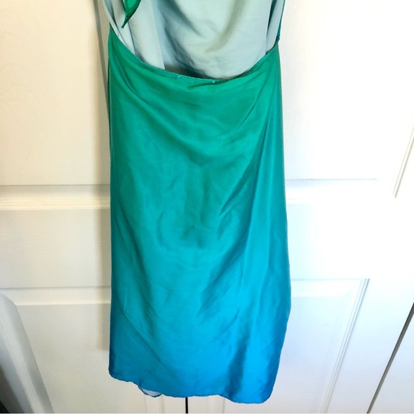Luxxel Waves of Blue Halter Ombré Wrap Front Mini Dress Size L - Picture 9 of 12
